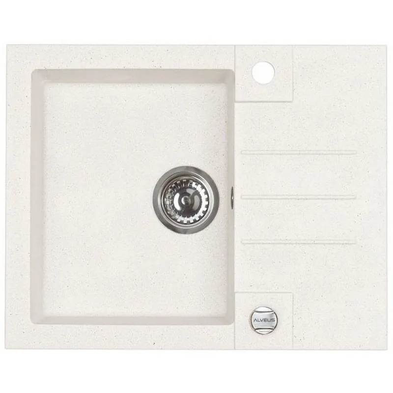 ALVEUS ROCK 30 Zlewozmywak granitowy, 595x475 mm, biały Hit sprzedaży