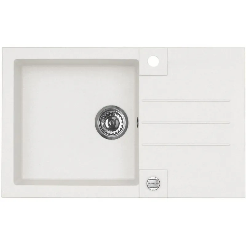 ALVEUS ROCK 130 Zlewozmywak granitowy, 780x480 mm, biały Ekspresowa dostawa