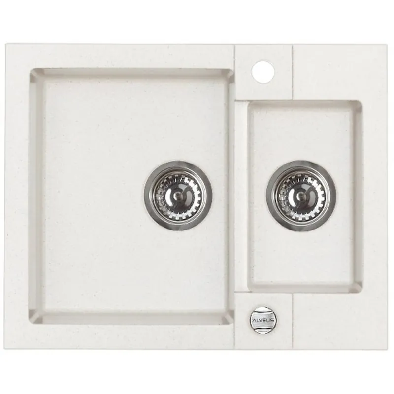 ALVEUS ROCK 80 Zlewozmywak granitowy, 595x475 mm, biały Popularny