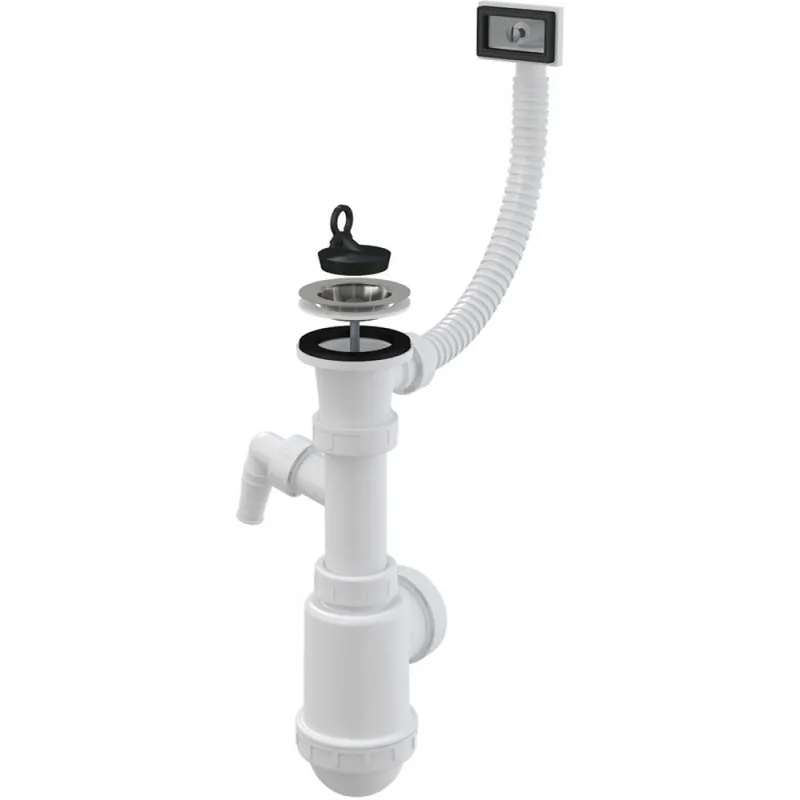 ALCA PLAST syfon zlewozmywaka z przelewem, sitko plastikowe o średnicy 70 mm A444 Nowość