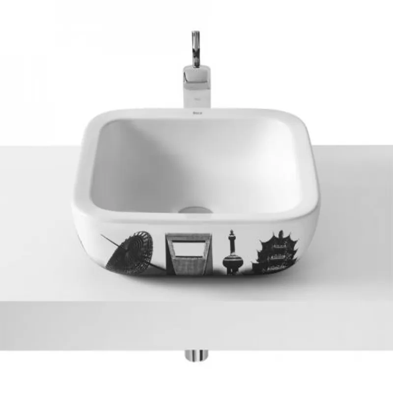 Roca Umywalka nablatowa 40x40 cm (bez otworu na baterię) z grafiką Shanghai 732765H00U Premium