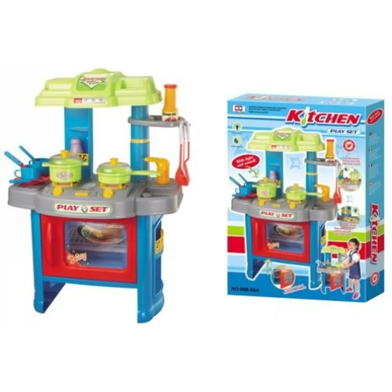 Nowy G21 kuchnia dla dzieci z wyposażeniem, niebieska 690403